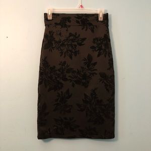 Black floral Pencil Skirt